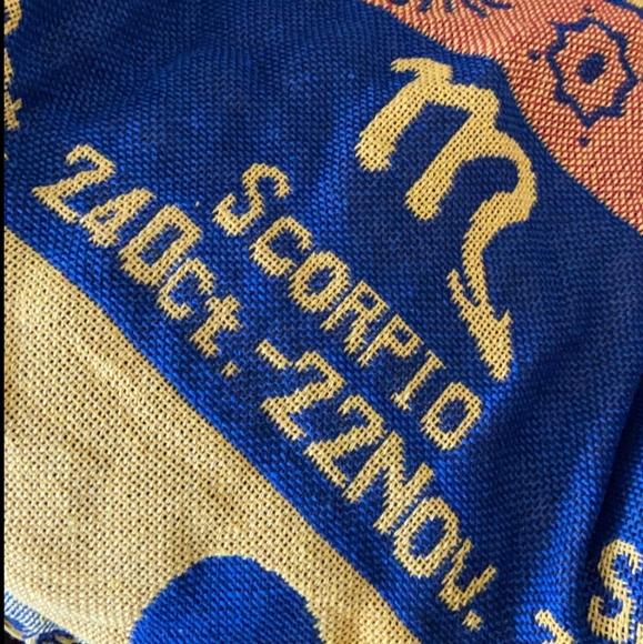 Anthropologie Astrology Blue Boho Woven Throw Double Sided Blanket Tapestry - Picture 6 of 7